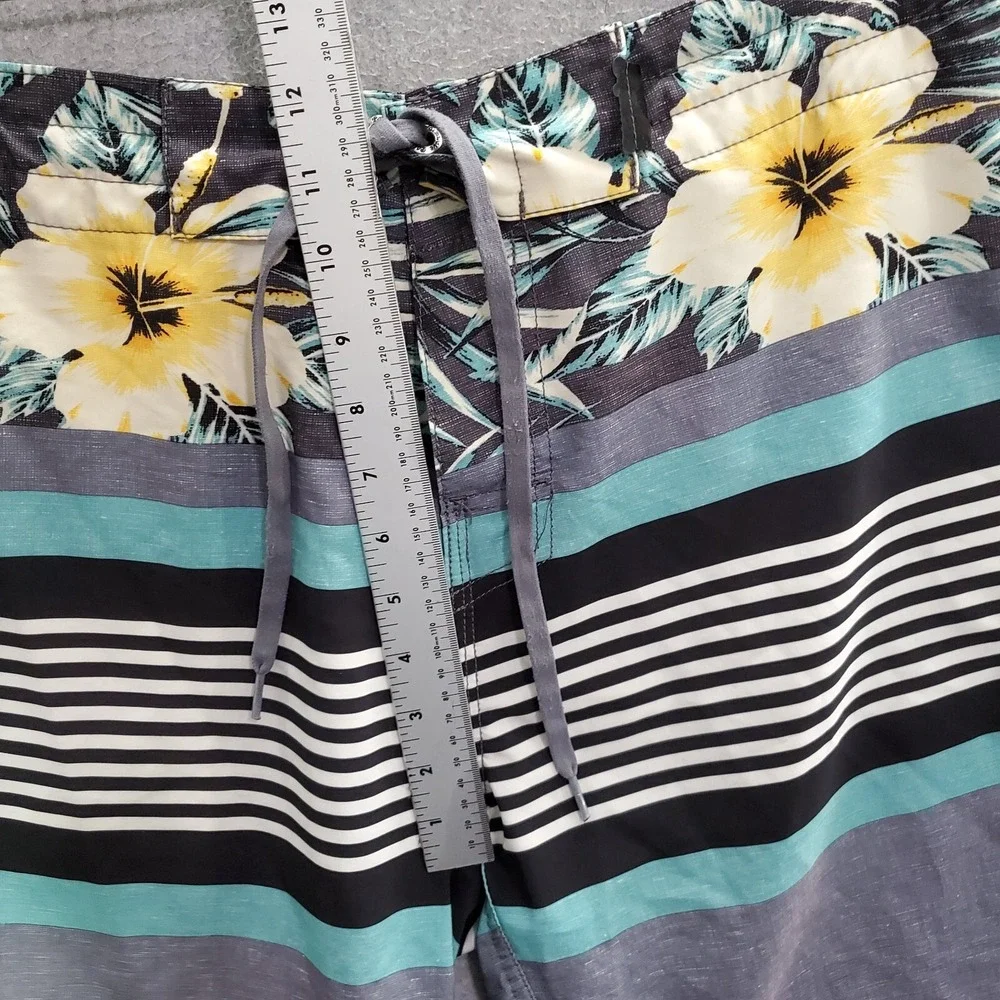 Palmwave Men Swimwear 34‎ Gray Floral Board Shorts Surf
